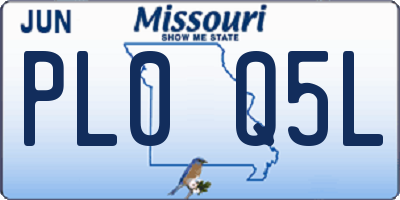 MO license plate PL0Q5L