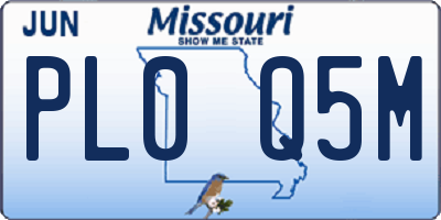 MO license plate PL0Q5M