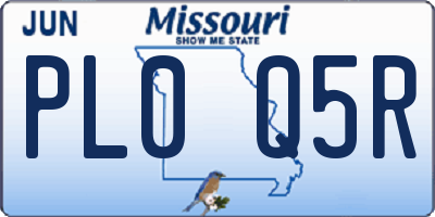 MO license plate PL0Q5R