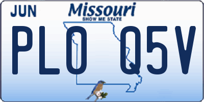 MO license plate PL0Q5V