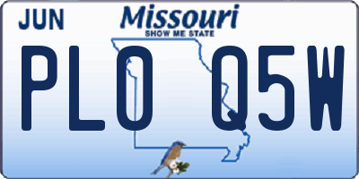 MO license plate PL0Q5W