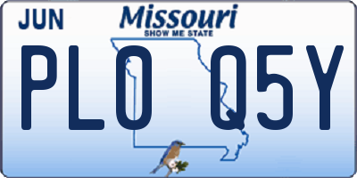 MO license plate PL0Q5Y