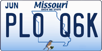 MO license plate PL0Q6K