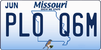 MO license plate PL0Q6M