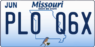 MO license plate PL0Q6X