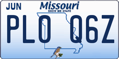 MO license plate PL0Q6Z
