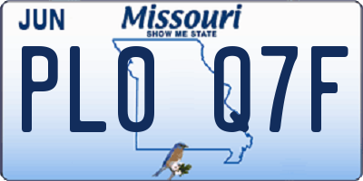 MO license plate PL0Q7F