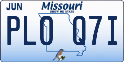 MO license plate PL0Q7I