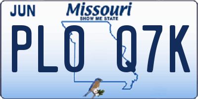 MO license plate PL0Q7K
