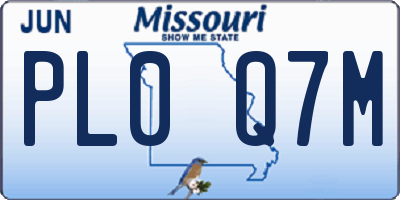 MO license plate PL0Q7M