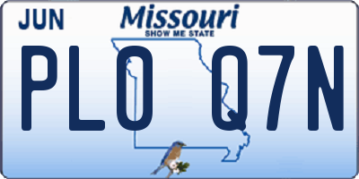 MO license plate PL0Q7N