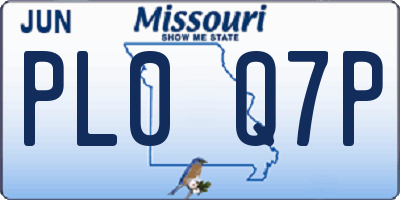 MO license plate PL0Q7P