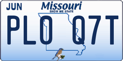 MO license plate PL0Q7T