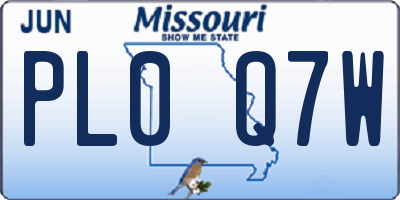MO license plate PL0Q7W