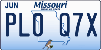 MO license plate PL0Q7X
