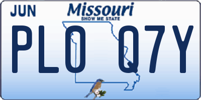 MO license plate PL0Q7Y