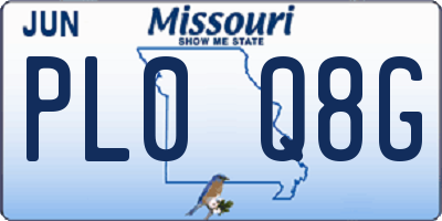 MO license plate PL0Q8G