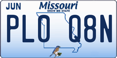 MO license plate PL0Q8N