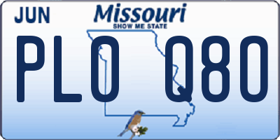 MO license plate PL0Q8O