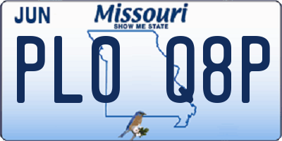 MO license plate PL0Q8P