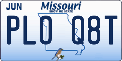 MO license plate PL0Q8T