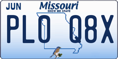 MO license plate PL0Q8X