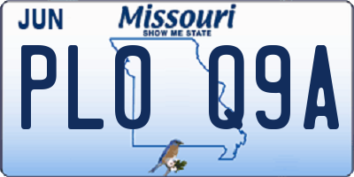 MO license plate PL0Q9A