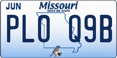 MO license plate PL0Q9B