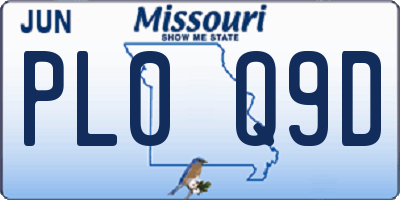 MO license plate PL0Q9D
