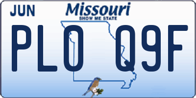 MO license plate PL0Q9F
