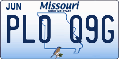 MO license plate PL0Q9G