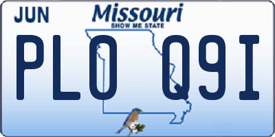 MO license plate PL0Q9I