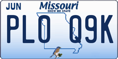 MO license plate PL0Q9K