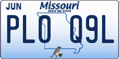 MO license plate PL0Q9L