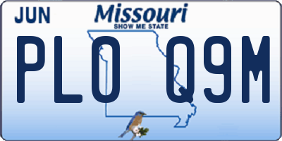 MO license plate PL0Q9M