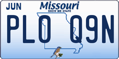 MO license plate PL0Q9N