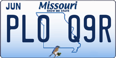 MO license plate PL0Q9R
