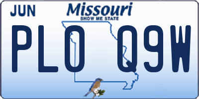 MO license plate PL0Q9W