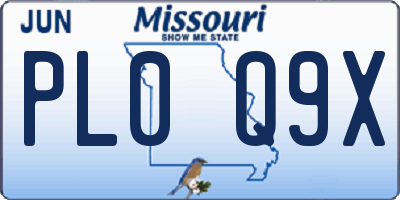 MO license plate PL0Q9X