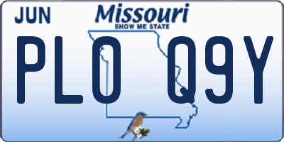 MO license plate PL0Q9Y