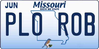 MO license plate PL0R0B