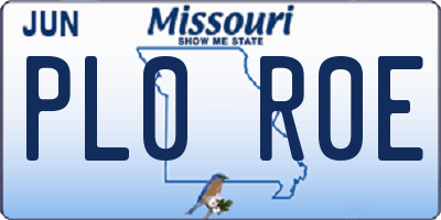 MO license plate PL0R0E