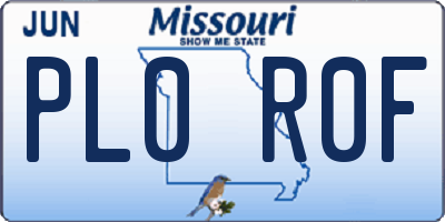MO license plate PL0R0F