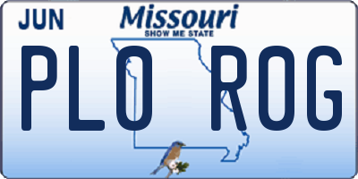 MO license plate PL0R0G