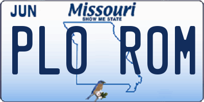 MO license plate PL0R0M