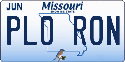 MO license plate PL0R0N