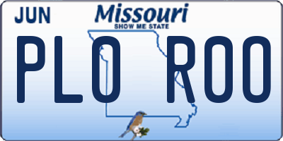 MO license plate PL0R0O