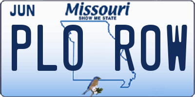 MO license plate PL0R0W