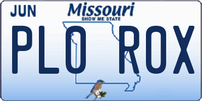 MO license plate PL0R0X
