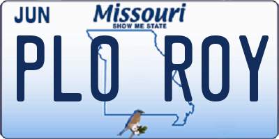 MO license plate PL0R0Y